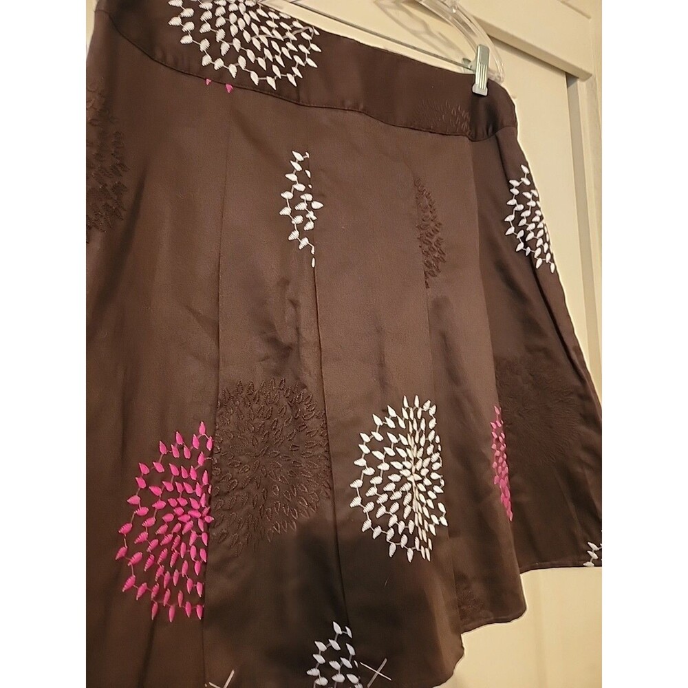 Ann Taylor Brown Floral Skirt Womens Size 6 Knee Length Lined Career Office - Picture 5 of 6